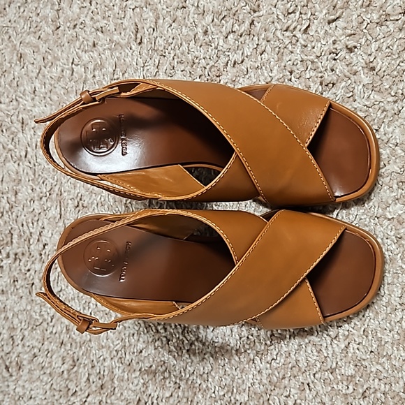 Brown Tory Burch Gabrielle wedges, size 5, $150 - Picture 2 of 4